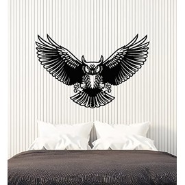 Vinyl Wall Decal Owl Night Flying Bird Fairytale Kids Room Stickers Mural Large Decor (g6492) Black