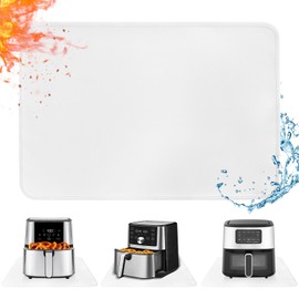 Amerbro Heat Resistant Mat for Air Fryer, 16 x 20in Heat Resistant Mat for Countertop, Fireproof Silicone Countertop Protector Appliance Slider Mat for Air Fryer, Coffee Maker, Toaster, Oven White