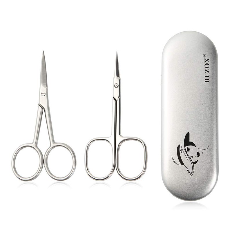 BEZOX Professional Cuticle Scissors Set, Multifunctional 2 Pieces Scissors with