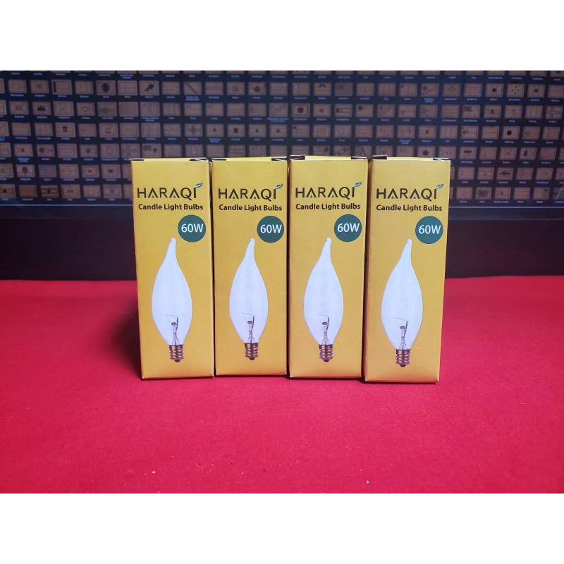 Haraqi 12 Pack 60w E12 C32 Flame Tip Clear Light