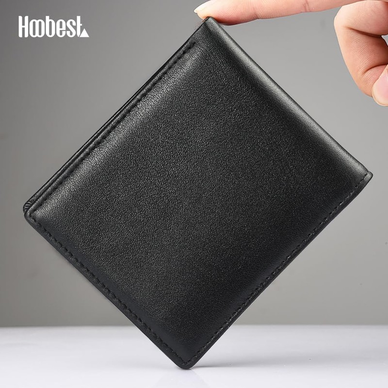 Hoobest RFID Blocking Genuine Leather Wallet, Men Slim Wallets with