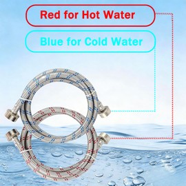 4ft Premium Stainless Steel Washing Machine Hoses Burst Proof 2 Pack, Hot and Cold Water Supply Hoses for ALL Washer Washing Machine Hoses For maintenance and replacement, 48inchs