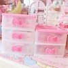 BxuxJar 3 Drawer Storage Organizer Small Plastic Drawer Kawaii Pink