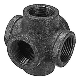 DE 1/2" 6 Way 6-Way CROSS TEE BLACK MALLEABLE IRON fitting pipe npt Decor Style