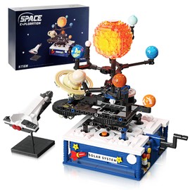 Finger Rock Technology Solar System Building Blocks, 775 Pieces Sun Moon Earth Rotating Space Exploration Toy with Planets Spaceship, Creative Gifts for Children Teenagers Space Enthusiasts