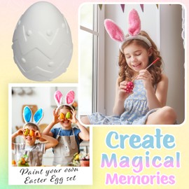 KreativeKraft DIY Easter Eggs Kids Paint Art Supplies Paint Your Own Easter Egg Bunny Craft Kits for Kids Adults Party Family Activity Decorations (Bunny & Egg 2 Pack)