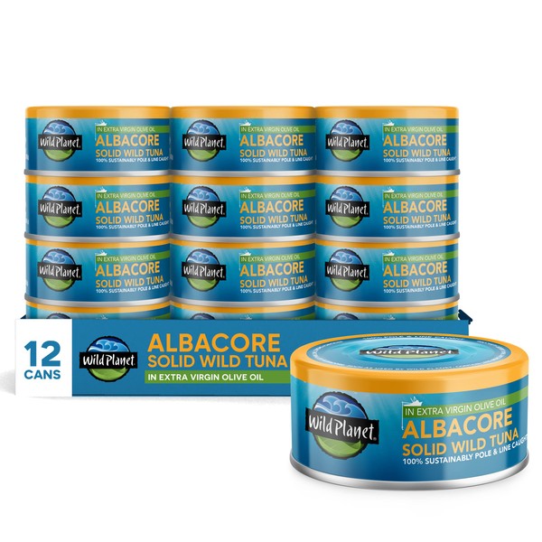 Wild Planet Albacore Wild Tuna in Extra Virgin Olive Oil, Canned Tuna, Sustainably Wild-Caught, Pole & Line, 5oz (Pack of 12)