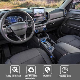 SENSHINE Air Condition, Vent Knob Cover for 2021-2023 2024 2025 Ford Bronco Sport Accessories AC Climate Headlight Contorl Volume Tune Switch Ring 4WD Knob Gear Shift Switch Knob Covers 11Pcs (Blue)