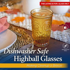 Amber Tall Drinking Glass for Replacement/Spare Parts of Yungala Amber Glassware | This Listing is for 1 Glass ONLY