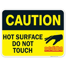 Sigo Signs, Hot Surface Do Not Touch Sign, 18x24 Inches, Rust Free .063 Aluminum, Fade Resistant, Easy Mounting, Indoor/Outdoor Use, Made in USA