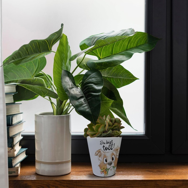 Dog Flower Pot with Saying "Du bist toll Hundemensch Aussie