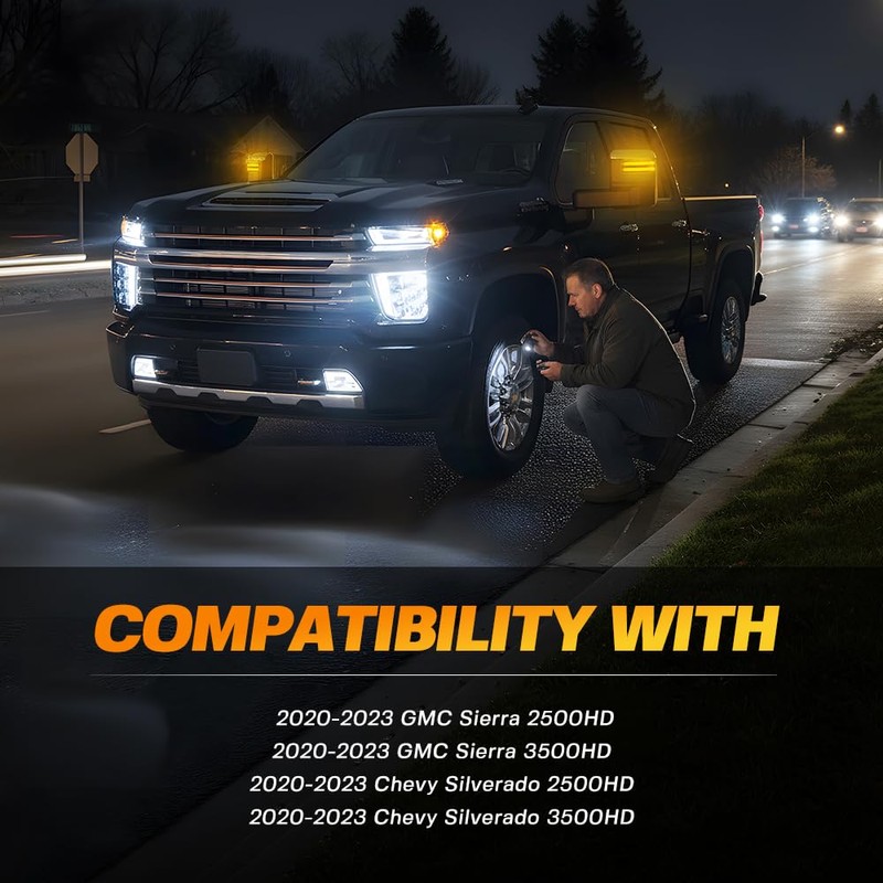 NJSBYL Amber LED Side Mirror Turn Signal Light Kits for