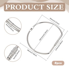 FINGERINSPIRE 8 Pcs Binding Book Rings 4 Inch/10cm D-Shaped Key Storage Ring Loose Leaf Binder Rings Office Book Ring Clips Large Index Card Ring Metal Rings for Index Cards Rings for School Office