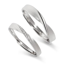 Meissa Couple Rings Adjustable Simple Men's and Women's Twist Couple Band Diamond Ring Open Back Matching Her Him (Set of Two Ring)