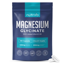 Magnesium Glycinate Capsules 2100mg with Vitamin B6 | High Strength Magnesium Supplements | 120 Capsules - 2 Month Supply | No Fillers, No Binders or Additives | Vegan, Gluten Free, Non-GMO & UK Made
