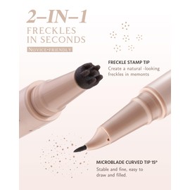 SUMEITANG Medium Brown Dual Ended Freckle Pen, Natural faux Freckle Stamp Pen, Multi-Size Freckles Pattern & Soft Precise Tip, Waterproof Long Lasting Sunkissed Freckle Makeup for All Skin Tones