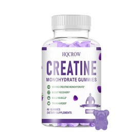 HQCROW Creatine Monohydrate Gummies - Mixed Berry, Vitamin B6 & B12, Black Pepper, Vegan, Plant-Based, Non-GMO, Gluten-Free & Gelatin-Free. Supplement Dietary:_Two bottles