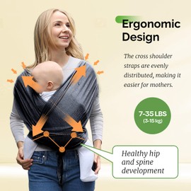 Reidio Baby Wrap Carrier Hands Free Baby Carrier Sling All in 1 Design Easy to Wear Soft & Stretchy Baby Carrier for Newborns to Toddlers 7-35 lbs (3#Brown, M)