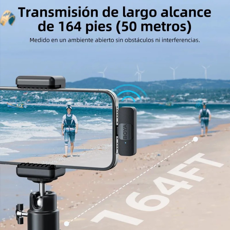 Sistema de micrófono inalámbrico Boya BY-v2 para iOS 2.4G con