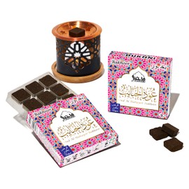 Oud Al Habayeb Bakhoor Set by Dukhni | 20 Piece & Oriental Bakhoor Burner | Arabic Oudh Incense Bricks | Rose Oud Blend | Perfect for Prayer Time | To Relax & Meditate