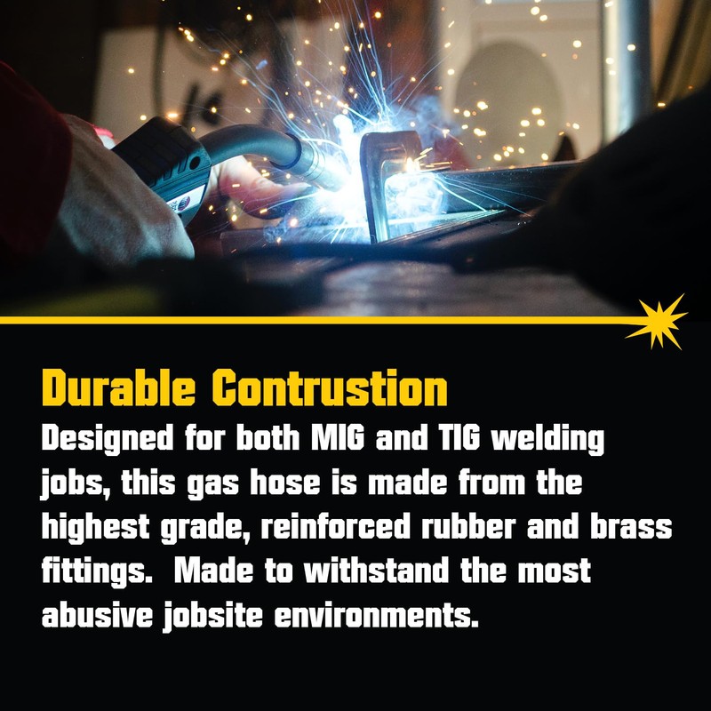 PrimeWeld Argon/Inert Gas Hose 36" Reinforced Clear Line With 5/8-18