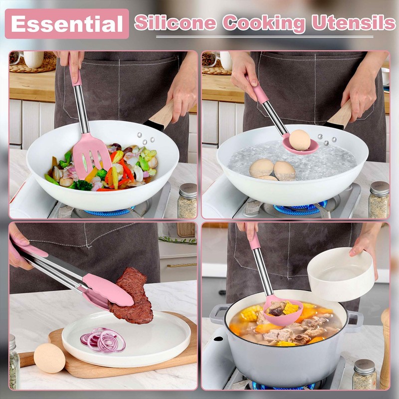 LIANYU Silicone Kitchen Utensils Set of 6, Cooking Utensils Spatula