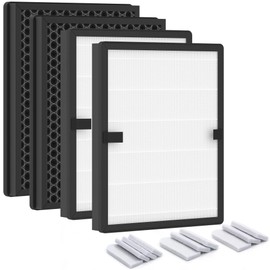 4 Packs E-200 True HEPA Replacement Filter Compatible with LUNINO E-200 Air Cleaner Purifier for Home Large Room up to 1740sq.ft with Extra 10 pcs Aroma Pads