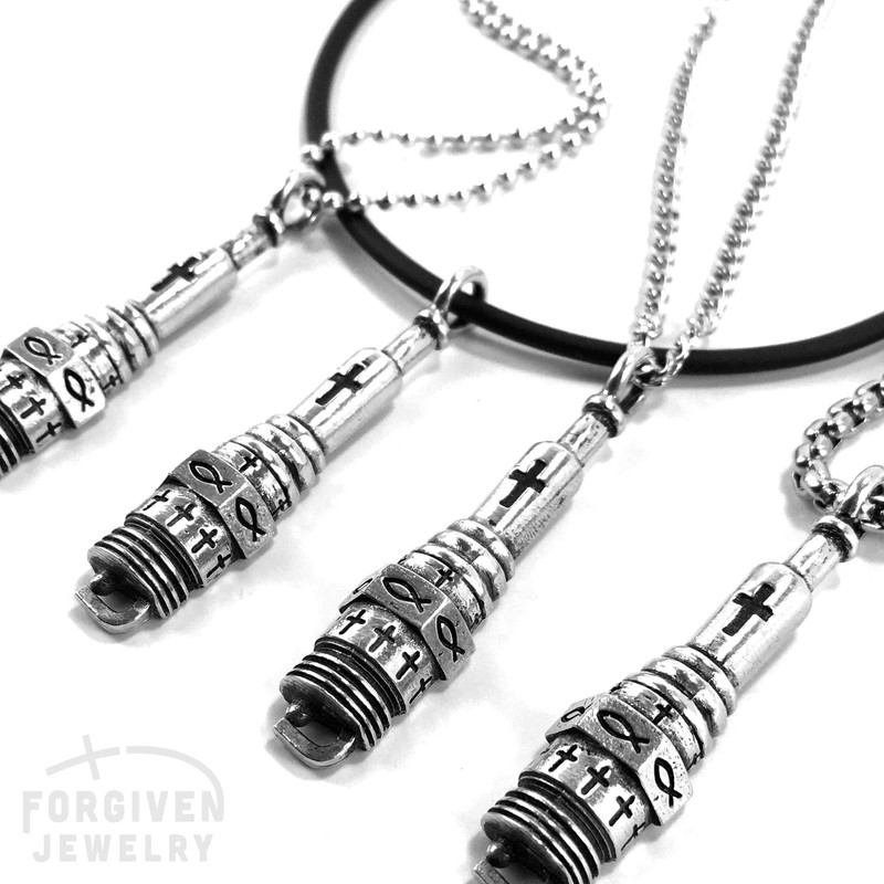FORGIVEN JEWELRY Spark Plug Necklace (Antique Silver)