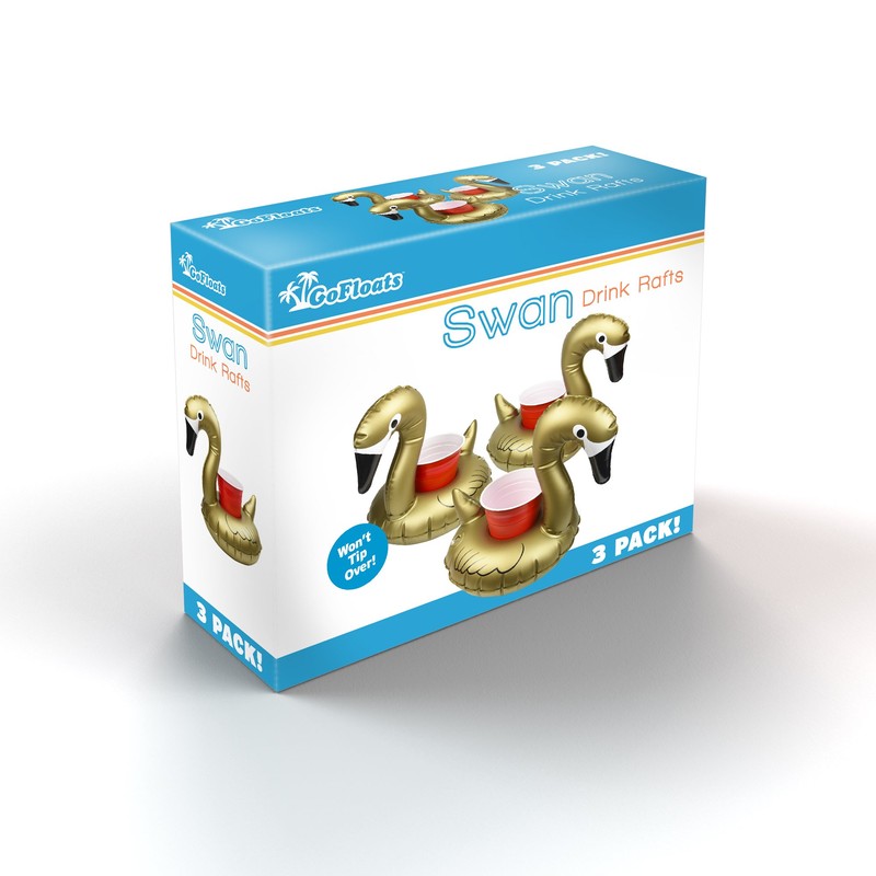 GoFloats DF-03-SWAN-GOLD Gold Swan Drink Float, 3 Pack