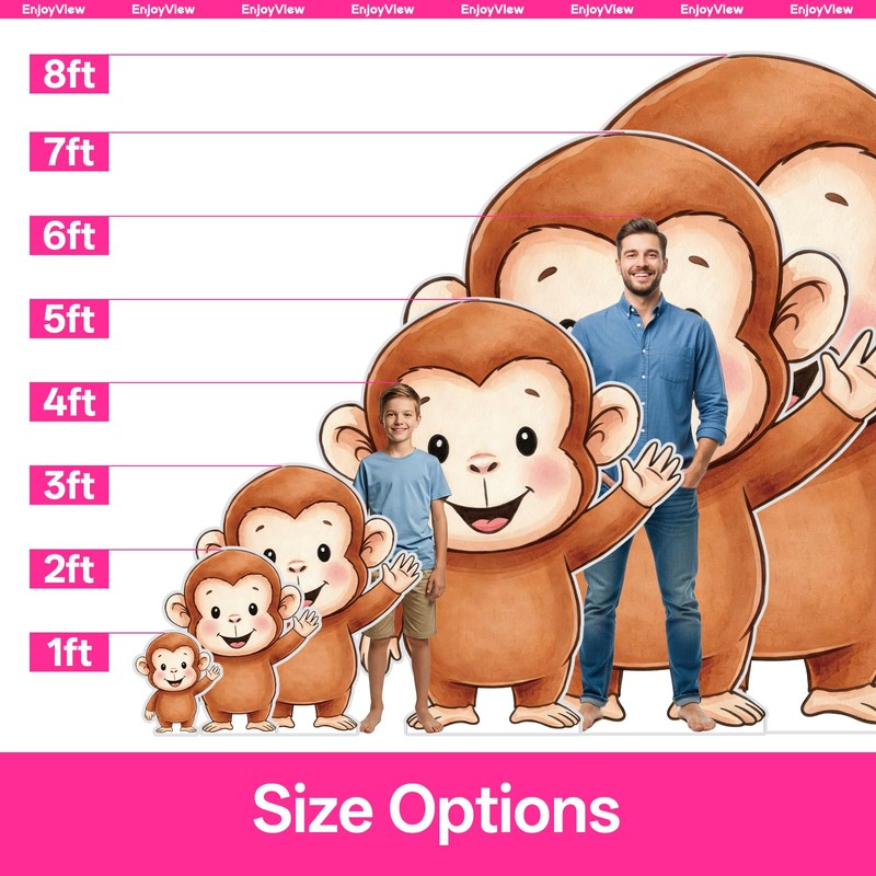 EnjoyView Cartoon Monkey Life Size Cardboard Cutout 1FT Woodland Safari