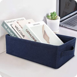Decorative Storage Basket Collapsible Felt Bins Fabric Baskets Storage Organizer for Underwear Socks Bra Towel Toiletry Baby Products Storage Basket Navy Blue