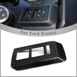 Genuine Carbon Fiber Window Switch Button Cover for Ford Bronco Raptor Pickup Heritage Limited Edition Off-Roading 2021 2022 2023 2024,Side Mirror Adjustment Panel for 4Doors (Glossy Carbon Fiber)