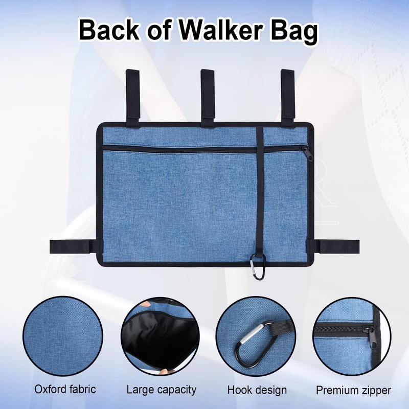 Walker Basket Bag with Cup Holder, Foldable Walker Bag