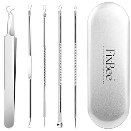 Mitesserentferner Pickel Ausdrücken Werkzeug Set 5 Stk Edelstahl, Pickelentferner Komedonenquetscher Blackhead Remover Pimple Popper Milien Entferner Akne Mitesser Extractor Porenreiniger Pinzetten