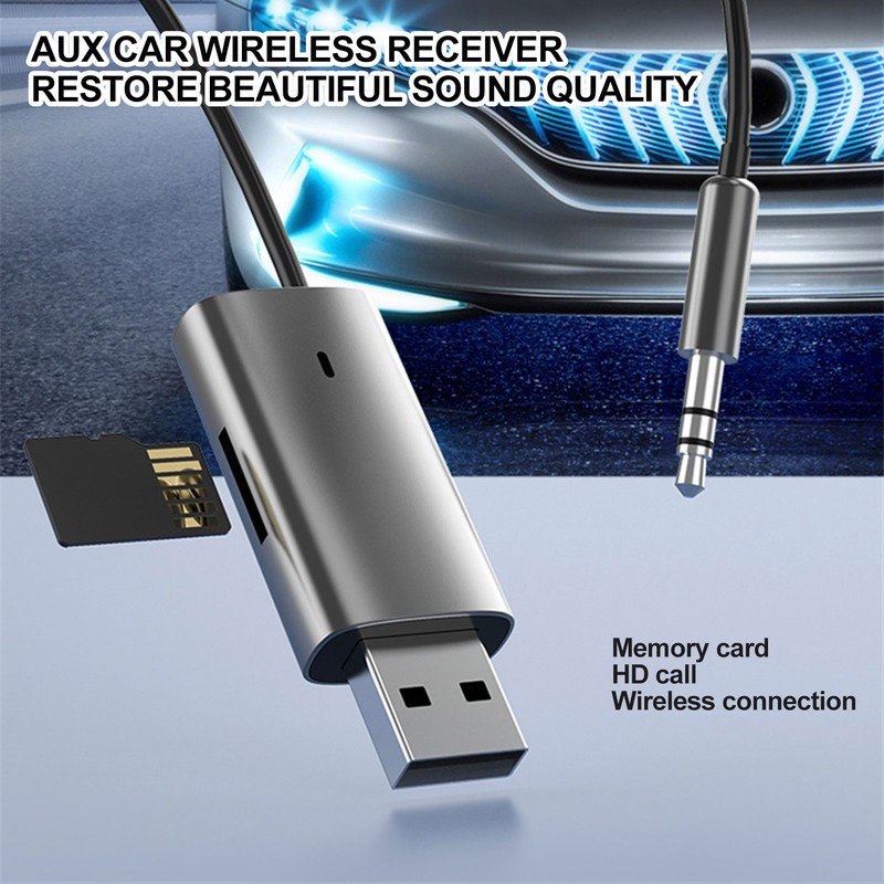 Bluetooth 5.1 Aux Adapter Built in Mic Hands Free Call