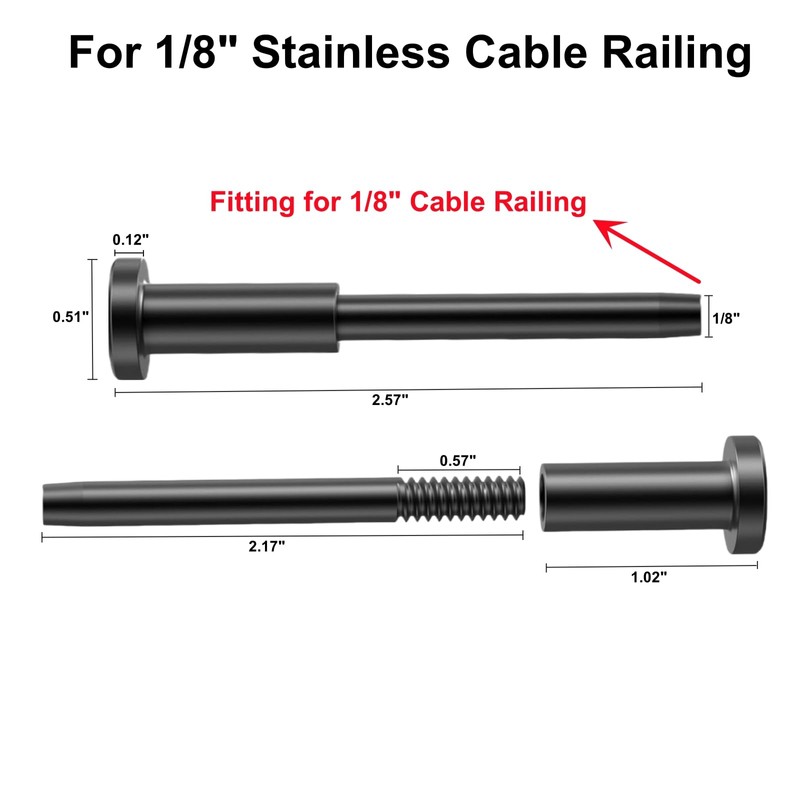 SOTTORICH 10 Pack 1/8" Black Stainless Steel Invisible Receiver and