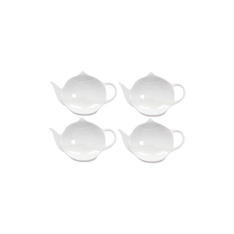 Sizikato 4pcs Pure White Ceramic Tea Bag Holder Tea Bag