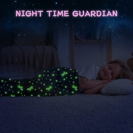 Glows in The Dark Blanket Kids Mermaid Tail Blanket with Stars, Moons and Strange Creatures Super Comfy Flannel Fleece Sleeping Bag Throws