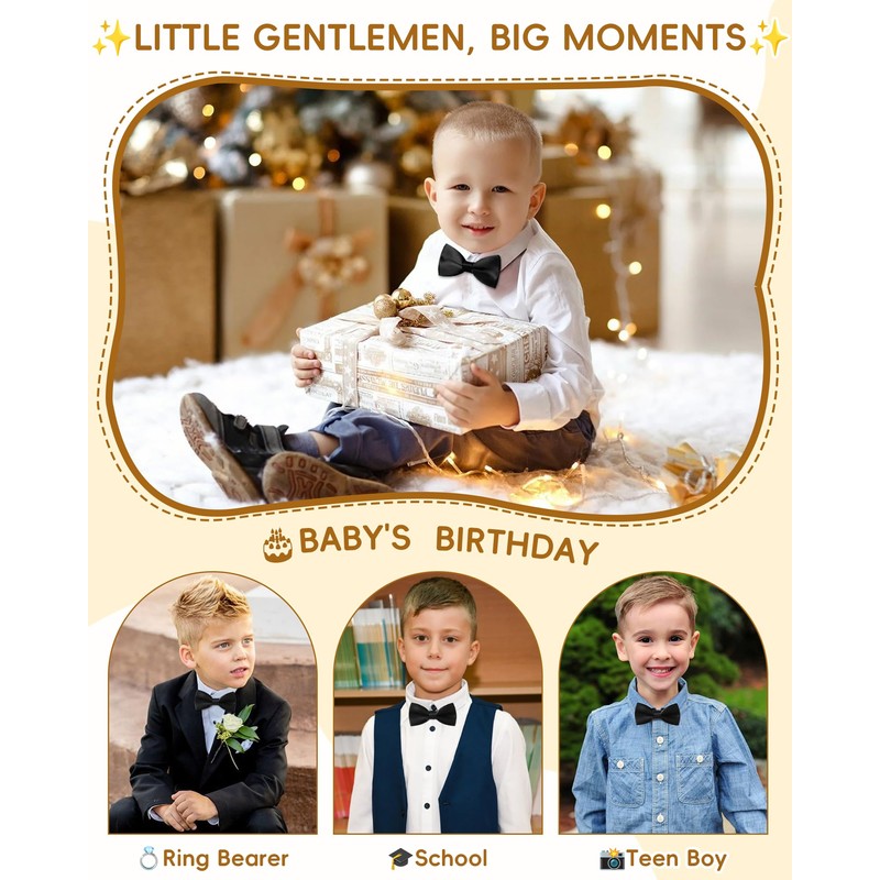 AWAYTR Boys Child Kids Bow ties - Adjustable Pre Tied