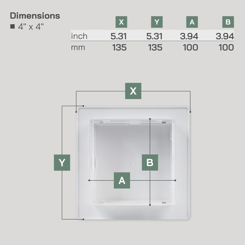 Vent Systems White ABS Plastic - Access Panel 4 x