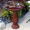 24" Tall Outdoor Ceramic Antique Pedestal Birdbath with 2 Bird