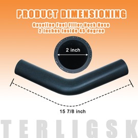 Gasoline Fuel Filler Neck Hose 2 inches Inside 45 degree Reinforced Gas tank (2" ID 15 7/8" Long) with 4 Hose Clamps