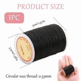 0.5 mm Waxed Cord for Jewellery Making, 80 m, Black Waxed Thread for Bracelets, Waxed Cord Sewing Kit for Beginners and Professionals, Sewing Accessories Including, Sewing Thread, Needles, Scissors