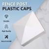Rectoo (10 Pack) 5X5 Vinyl Fence Post Caps, White PVC,