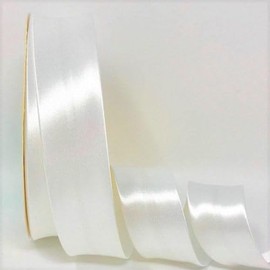 Ribbon Queen Double Fold Satin Bias Binding Tape for Sewing, Seaming, Stitching, Piping, Hemming, Quilting, Patching, Outfits and Crafts - 30mm x 1 Metre (Soft White, 5M X 30MM)