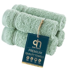 Qute Home 4-Piece Washcloths Towels Set, 100% Turkish Cotton Premium Quality Towels for Bathroom, Quick Dry Soft and Absorbent Turkish Towel, Set Includes 4 Wash Cloths (Green)