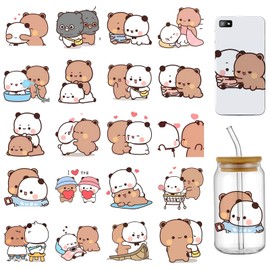 YOKUSHI Bubu and Dudu Bears UV DTF Cup Wraps for 16 oz Glass Cups - 20 Sheets Ready to Press Transfer Stickers, Waterproof Decals for Crafts, Tumblers DIY (3.14x3.14 inch,A)