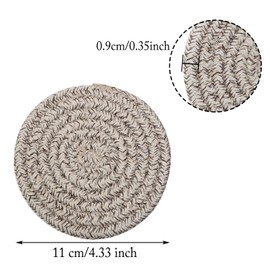 PPhtony Round Drink Coasters Cotton Woven Absorbent Bar Coasters Housewarming Gift for Coffee Tables Wooden Tabletop Minimalist Home Decor, Set of 2 (Mixed Beige)