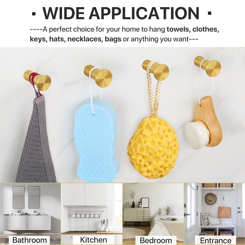 SAYAYO Gold Coat Hooks Wall Mount,Modern Towel Hooks for Bathrooms