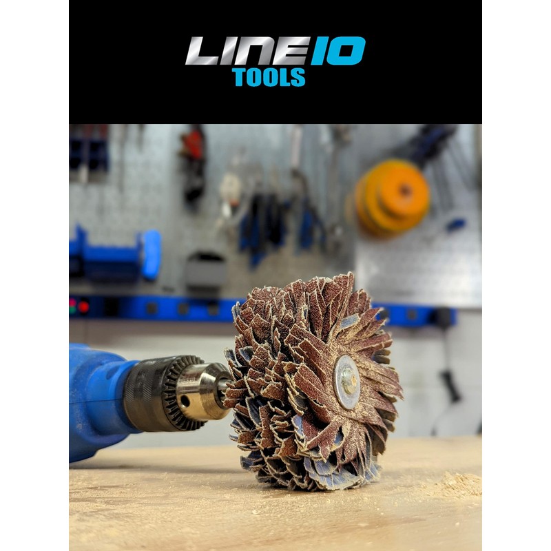 LINE10 Tools 4-inch Sanding Mop Kit, Moulding Flap Wheel Sander